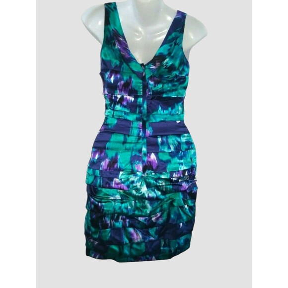 Express Design Studio Women's Purple Blue Silk Ruched Mini Dress Size 8 - Picture 2 of 8